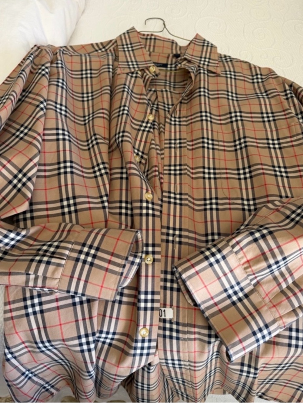 Burberry men nova check large button down dress shirt nwot